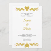 Elegant Gold en White Art Deco Wedding Kaart (Voorkant / Achterkant)