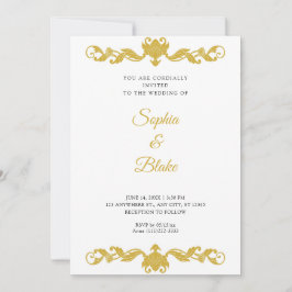 Elegant Gold en White Art Deco Wedding Kaart