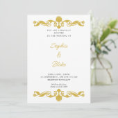 Elegant Gold en White Art Deco Wedding Kaart (Staand voorkant)