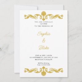Elegant Gold en White Art Deco Wedding Kaart