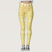 Elegant Gold en White Aztec Tribal Leggings (Voorkant)