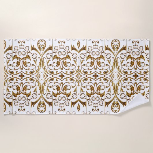 Elegant Gold en White Beach Towel Strandlaken (Voorkant)