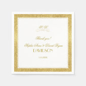 Elegant Gold en White Border Evening Wedding Servet (Voorkant)