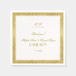 Elegant Gold en White Border Evening Wedding Servet