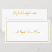 Elegant Gold en White Business Cadeaubon (Voorkant / Achterkant)