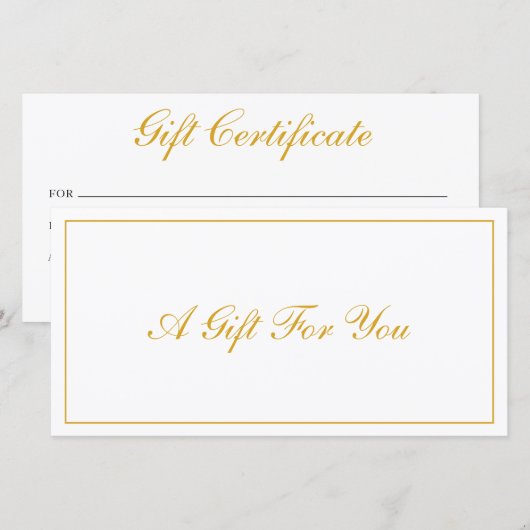 Elegant Gold en White Business Cadeaubon (Voorkant / Achterkant)