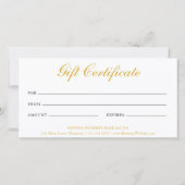 Elegant Gold en White Business Cadeaubon (Achterkant)