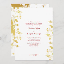Elegant Gold en White Cherry Blossom Oriental Kaart
