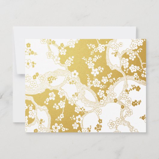 Elegant Gold en White Cherry Blossom Oriental Save The Date (Achterkant)