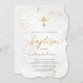 Elegant Gold en White Floral Baptisme Kaart (Voorkant)
