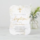 Elegant Gold en White Floral Baptisme Kaart (Staand voorkant)