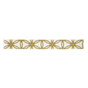 Elegant Gold en White Geometric Pattern Satijnen Lint
