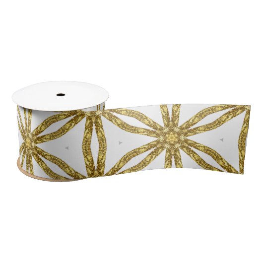 Elegant Gold en White Geometric Pattern Satijnen Lint (Spoel)