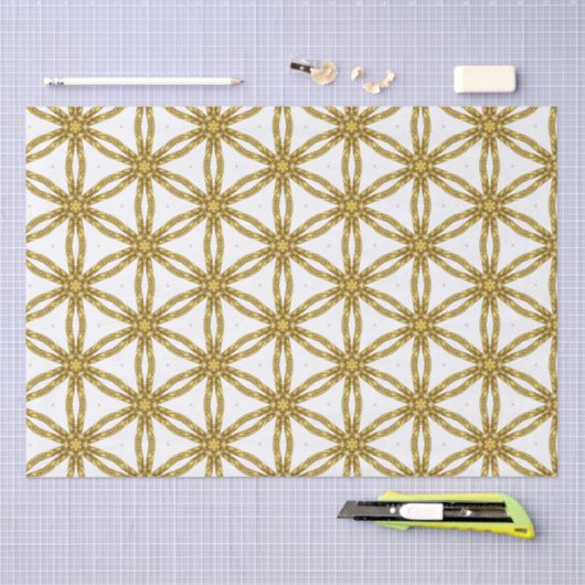 Elegant Gold en White Geometric Pattern Tissuepapier (Craft)