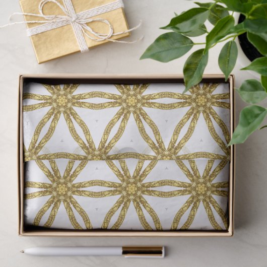 Elegant Gold en White Geometric Pattern Tissuepapier (Geschenk)