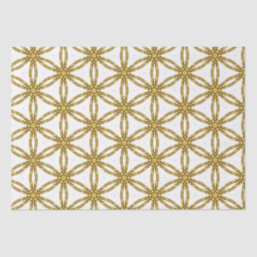 Elegant Gold en White Geometric Pattern Tissuepapier (Voorkant)