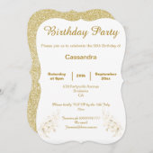 ELEGANT GOLD EN WHITE GLITTER CUSTOM BIRTHDAY KAART (Voorkant / Achterkant)