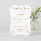 ELEGANT GOLD EN WHITE GLITTER CUSTOM BIRTHDAY KAART (Staand voorkant)