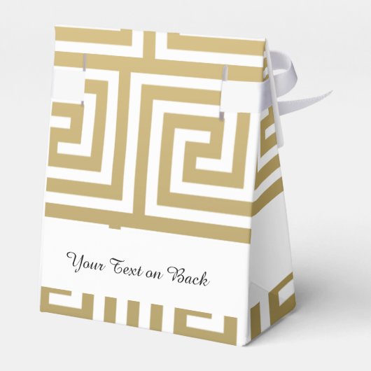 Elegant Gold en White Greek Key Pattern Bedankdoosjes (Achterkant)