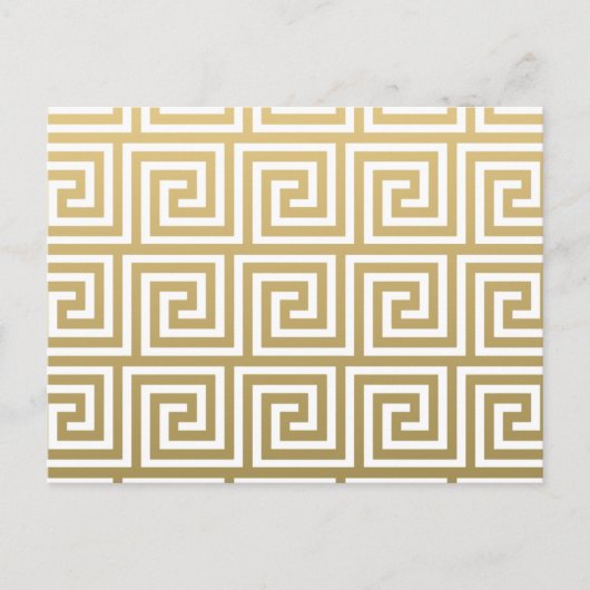 Elegant Gold en White Greek Key Pattern Briefkaart (Voorkant)