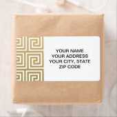 Elegant Gold en White Greek Key Pattern Etiket (Insitu)