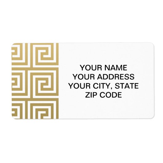 Elegant Gold en White Greek Key Pattern Etiket (Voorkant)