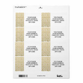 Elegant Gold en White Greek Key Pattern Etiket (Full Sheet)