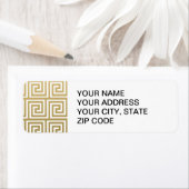 Elegant Gold en White Greek Key Pattern Etiket (Insitu)