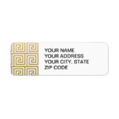 Elegant Gold en White Greek Key Pattern Etiket (Voorkant)