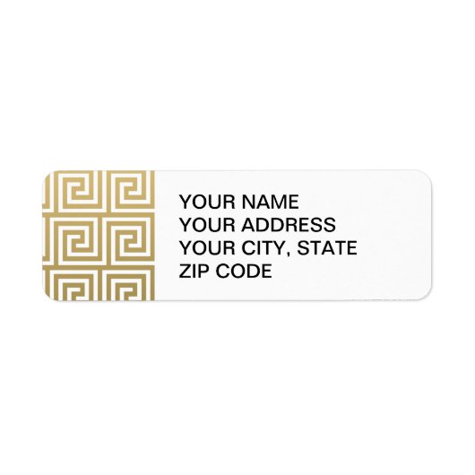 Elegant Gold en White Greek Key Pattern Etiket (Voorkant)