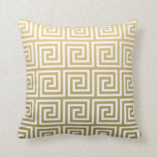 Elegant Gold en White Greek Key Pattern Kussen