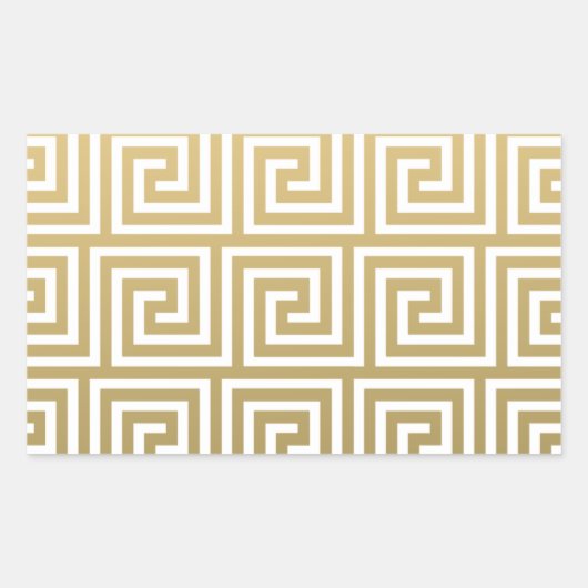 Elegant Gold en White Greek Key Pattern Rechthoekige Sticker (Voorkant)