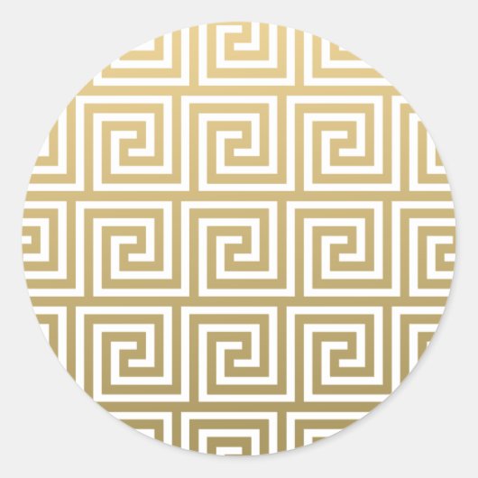 Elegant Gold en White Greek Key Pattern Ronde Sticker (Voorkant)