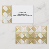 Elegant Gold en White Greek Key Pattern Visitekaartje (Voorkant / Achterkant)
