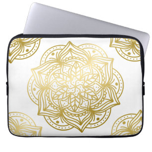 Elegant Gold en White Mandala Pattern Laptop Sleeve