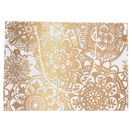 Elegant Gold en White Mandala Pattern Large Gift Groot Cadeauzakje (Achterkant)