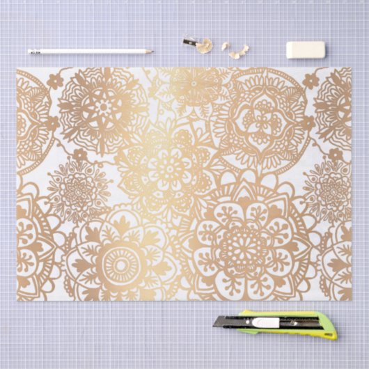 Elegant Gold en White Mandala Pattern Tissuepapier (Craft)