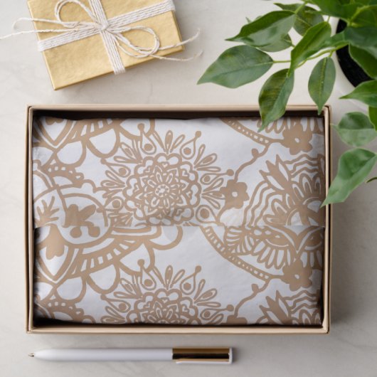 Elegant Gold en White Mandala Pattern Tissuepapier (Geschenk)