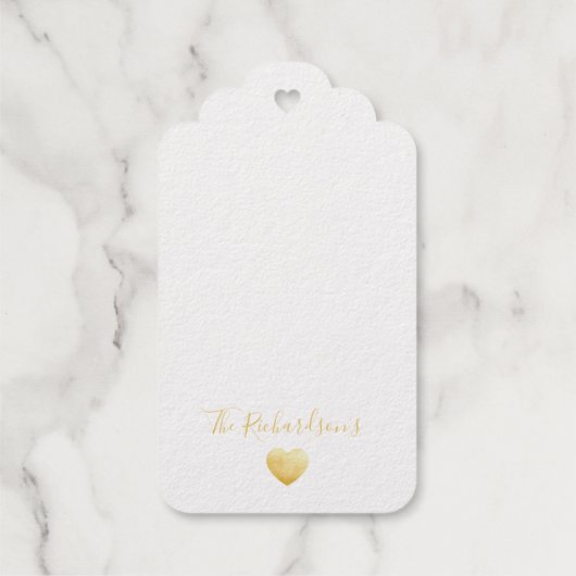 Elegant Gold en White met Love Custom Name Cadeaulabels (Achterkant)