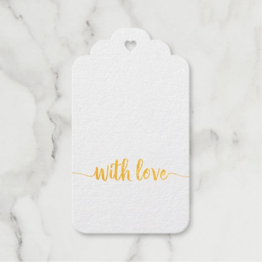 Elegant Gold en White met Love Custom Name Cadeaulabels (Voorkant)