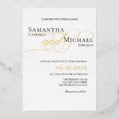 Elegant Gold en White Modern Wedding Folie Uitnodiging (Voorkant)