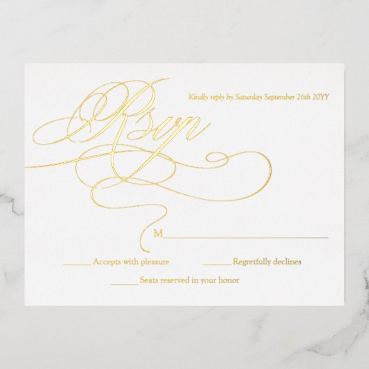Elegant Gold en White Modern Wedding RSVP Kaarten (Voorkant)