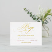 Elegant Gold en White Modern Wedding RSVP Kaarten (Staand Voorkant)