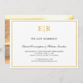 Elegant Gold en White Monogram Formal Wedding Aankondiging (Voorkant / Achterkant)