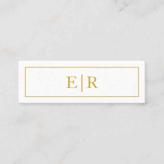 Elegant Gold en White Monogram Professional Mini Visitekaartje (Voorkant)