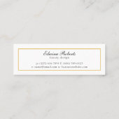 Elegant Gold en White Monogram Professional Mini Visitekaartje (Achterkant)