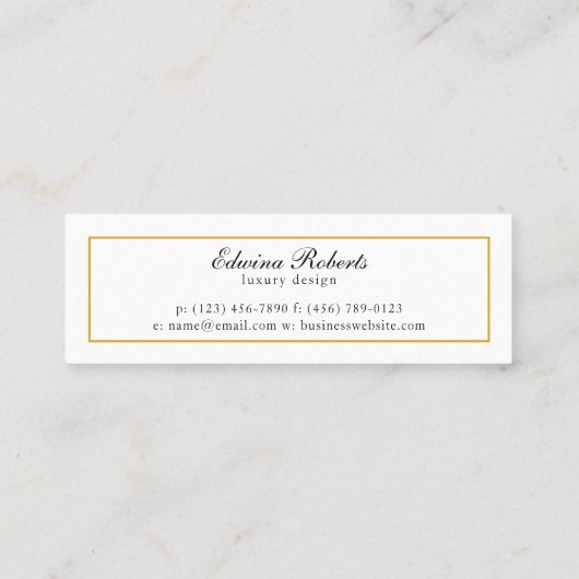 Elegant Gold en White Monogram Professional Mini Visitekaartje (Achterkant)