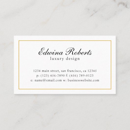 Elegant Gold en White Monogram Professional Visitekaartje (Achterkant)