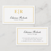 Elegant Gold en White Monogram Professional Visitekaartje (Voorkant / Achterkant)
