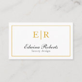 Elegant Gold en White Monogram Professional Visitekaartje (Voorkant)